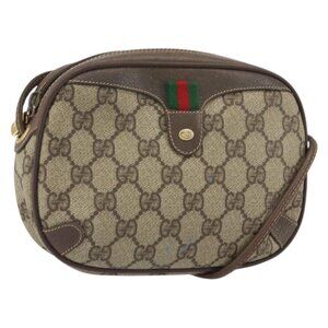Authentic GUCCI GG Supreme Web Sherry Line Bag PVC Beige Gold 156 02 066
